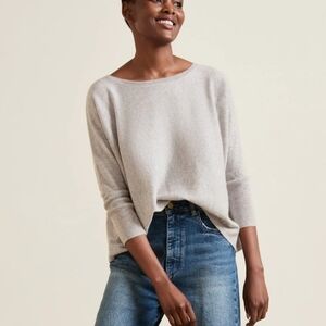 Garnet Hill Essential Cashmere Boxy Oversized Sweater S Gray